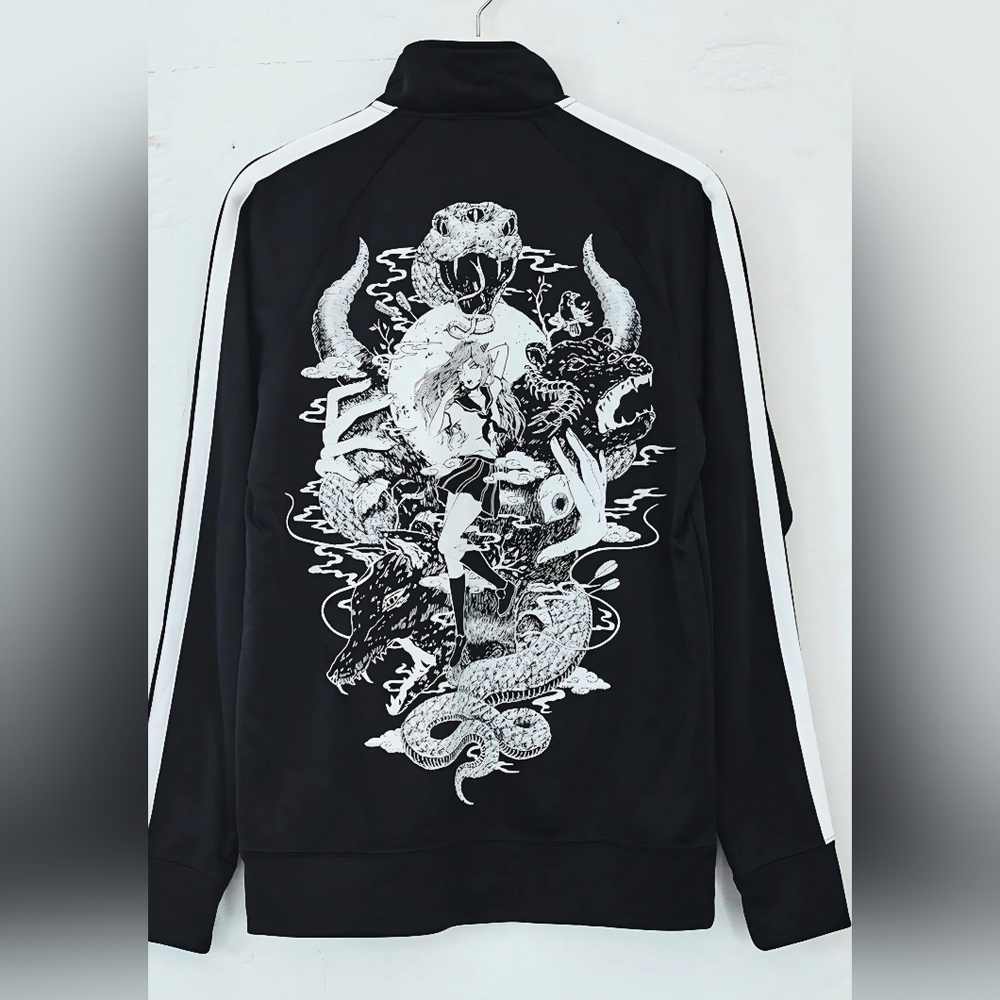 Bad Habit Omocat Black Track Jacket Screen Printed Size Medium CJ-2644 - Picture 11 of 11